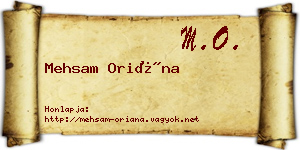 Mehsam Oriána névjegykártya